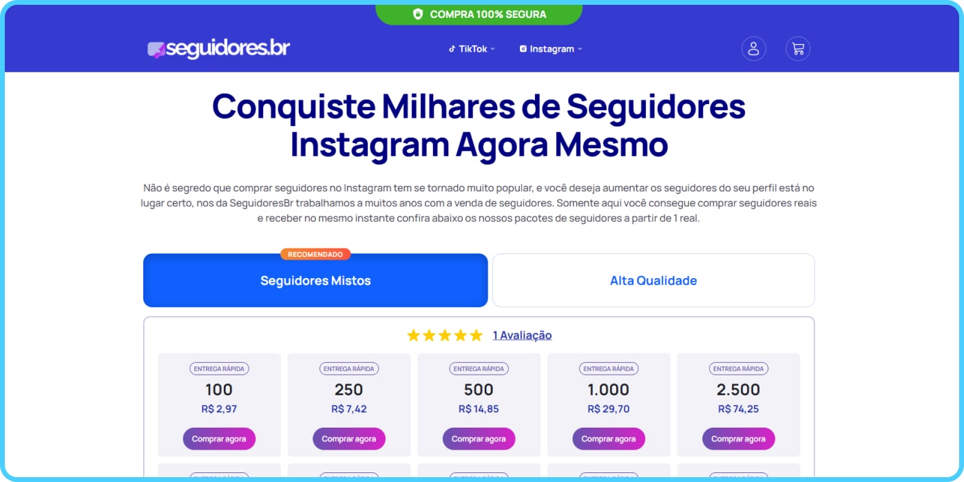 Print de tela SeguidoresBr - Pacotes de Seguidores Instagram print de tela do site seguidoresbr-min