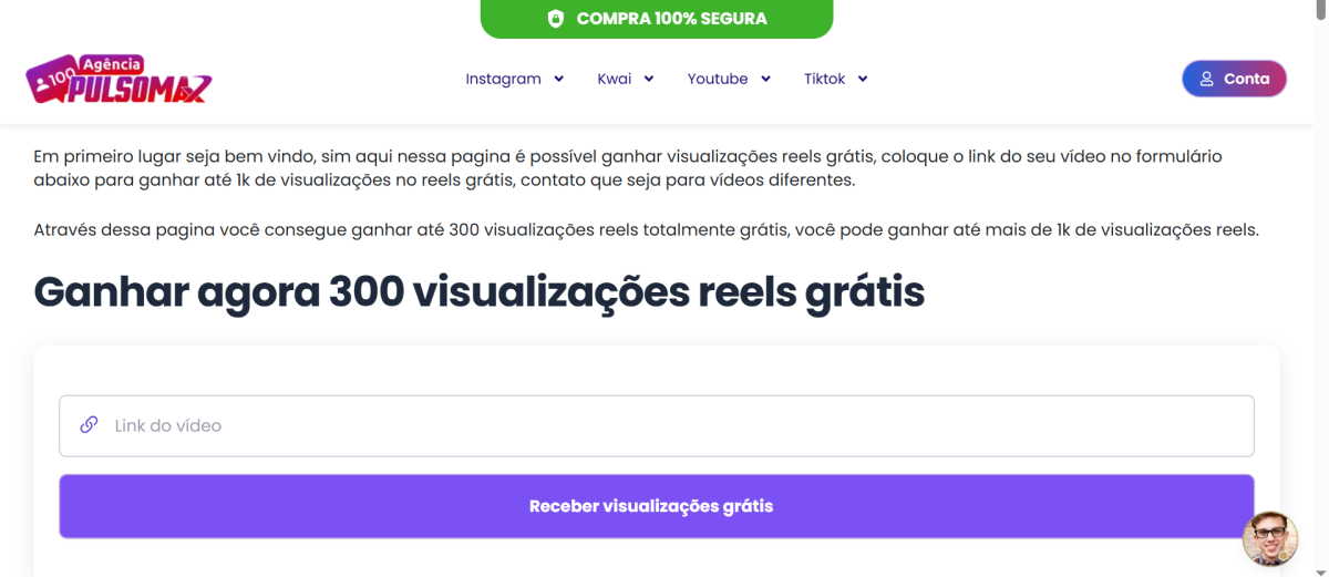 Print Pulsomax ganhar visualizações reels grátis