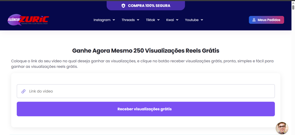 Print agência Zuric ganhar visualizações reels grátis