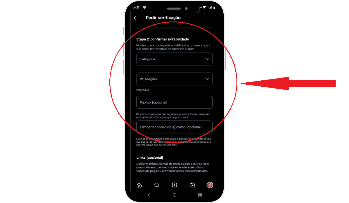 Verifica o perfil do Instagram - notabilidade